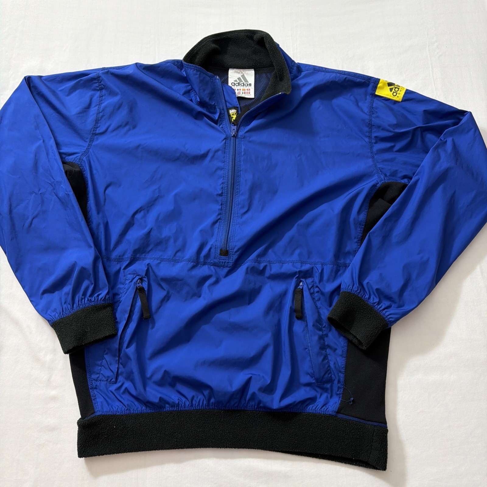 Vintage 90s Adidas Equipment 1/2 Zip Windbreaker Jacket Size Small Blue Pullover